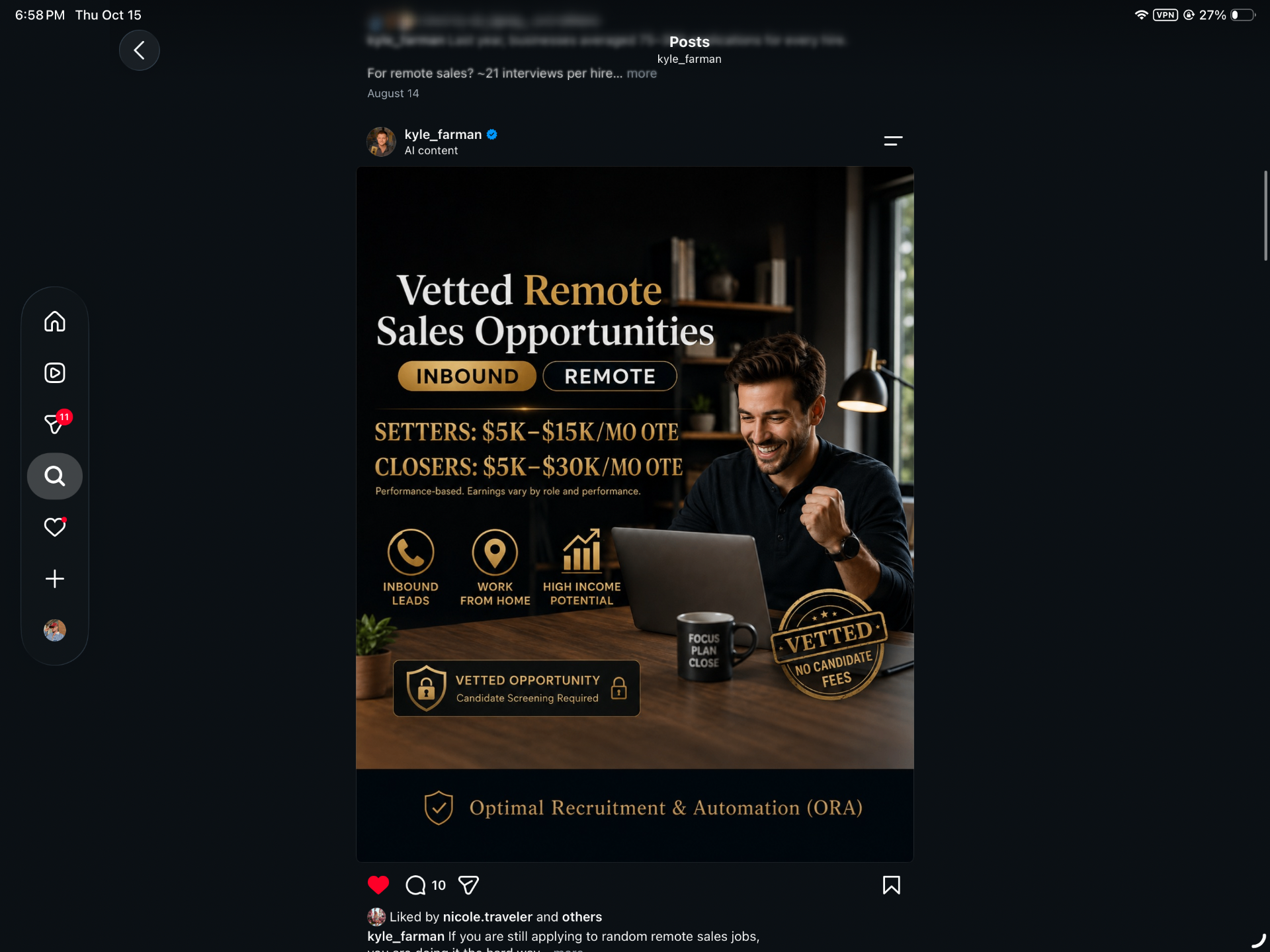 ORA recruitment ad creative